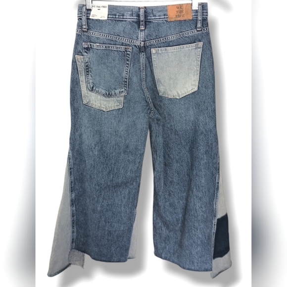 NWT Free People We The Free Ripple Wide-Leg Pieced Cropped Jeans Size 25 Tall - Picture 4 of 16